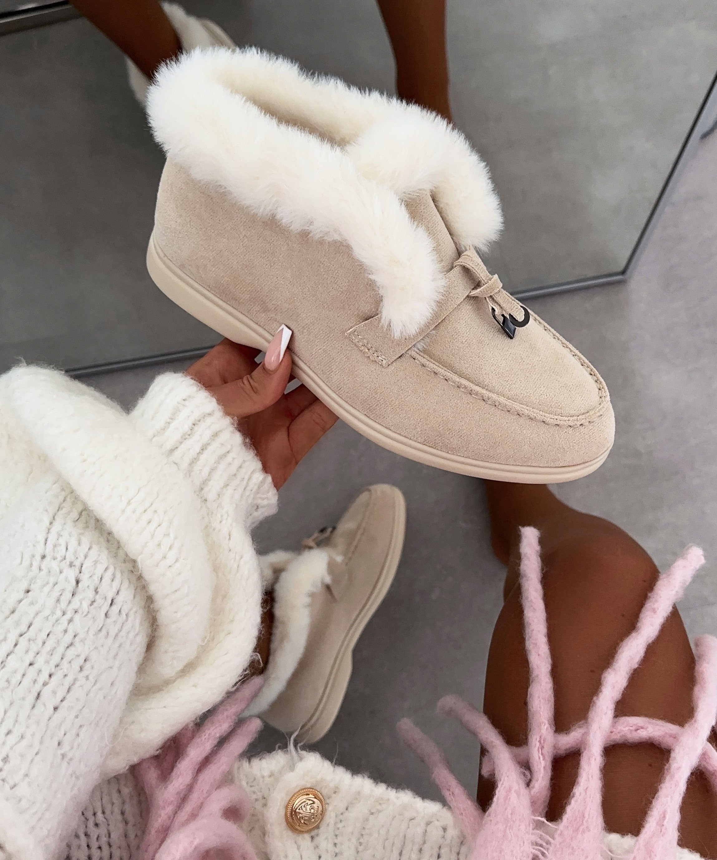 Gefutterte Loafer Lina Beige