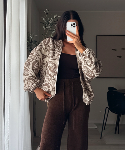 Jacke Flower Braun
