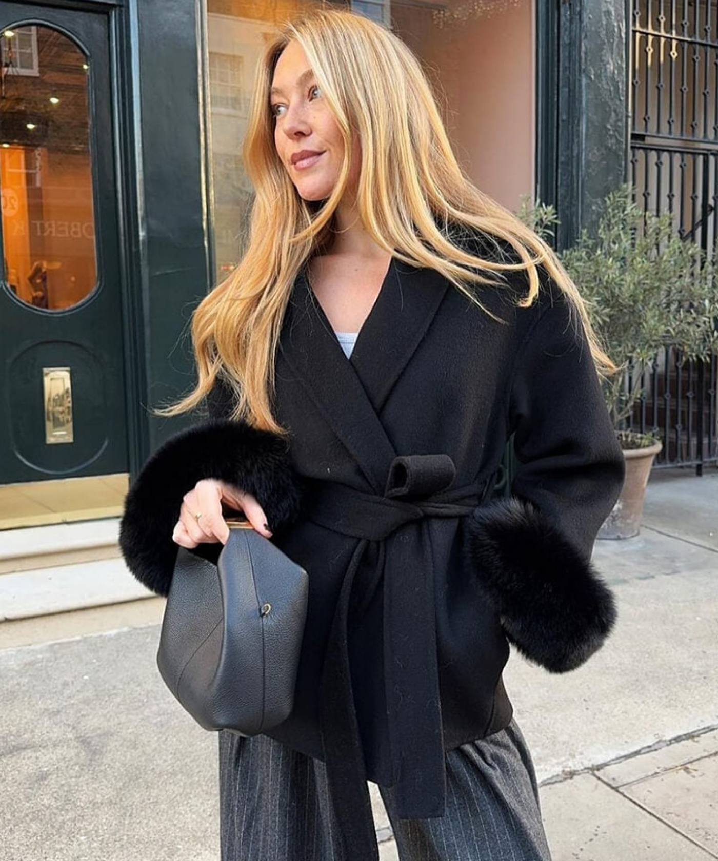 Jacke mit Felldetails Loona Schwarz