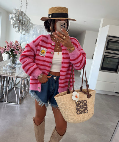 Cardigan Smiley Streifen Pink Rot Ladypolitan ♡