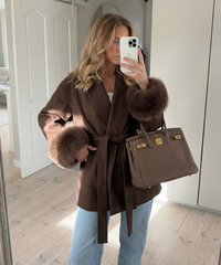 Jacke mit Felldetails Loona Dunkelbraun