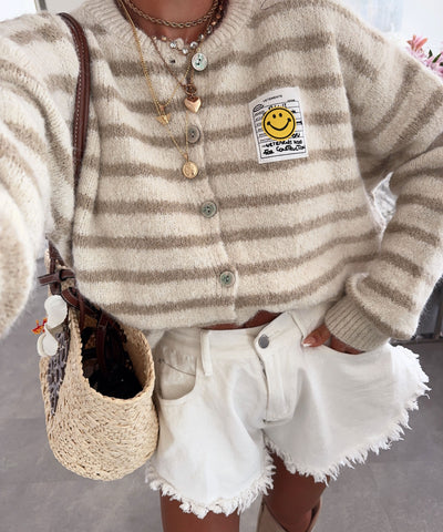 Cardigan Smiley Streifen Beige Ladypolitan ♡