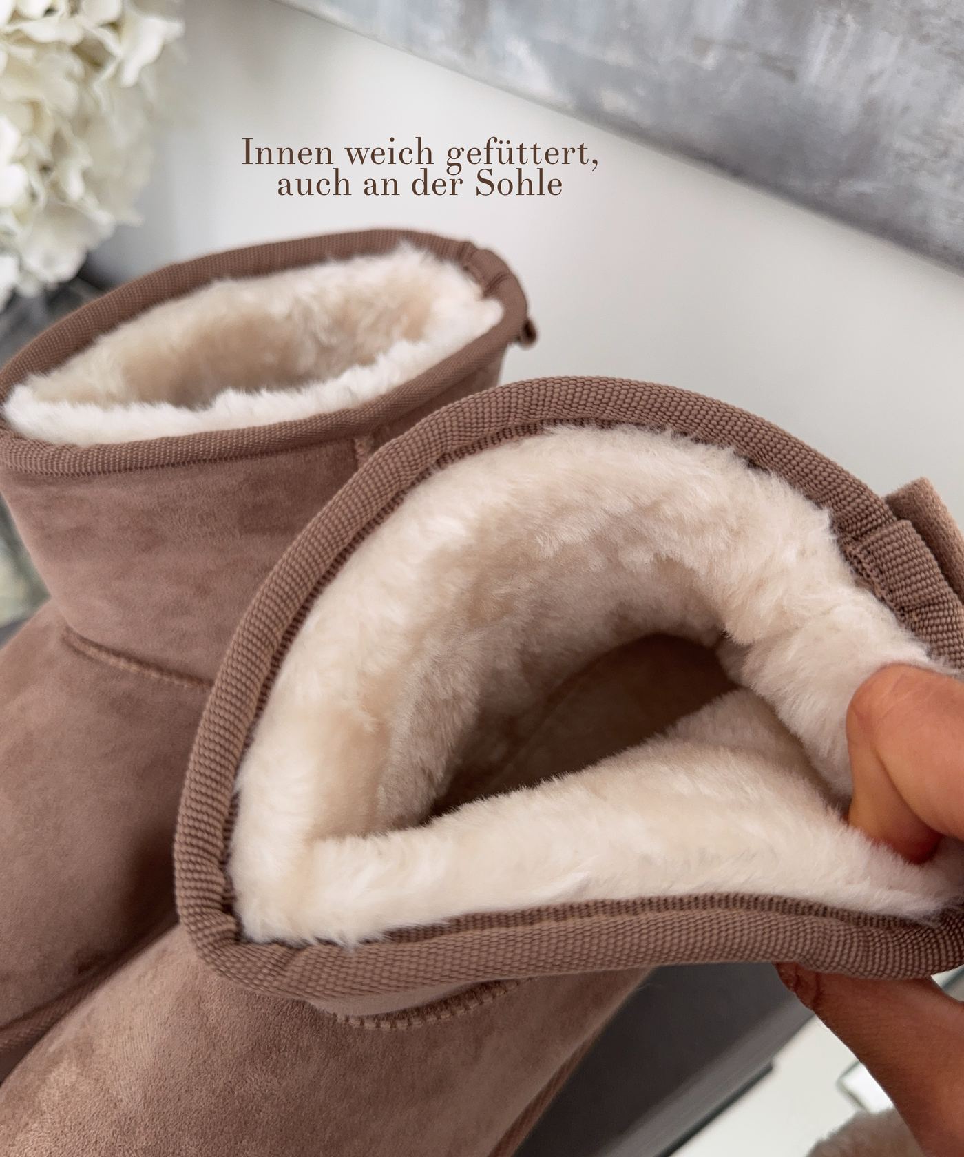 Gefütterte Boots Sana Hoch Taupe Ladypolitan ♡