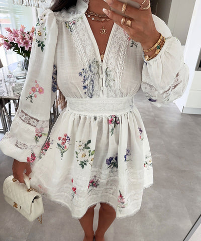 Kleid Romee Blume Weiß Ladypolitan ♡