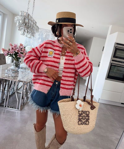 Cardigan Smiley Streifen Rosa Rot Ladypolitan ♡