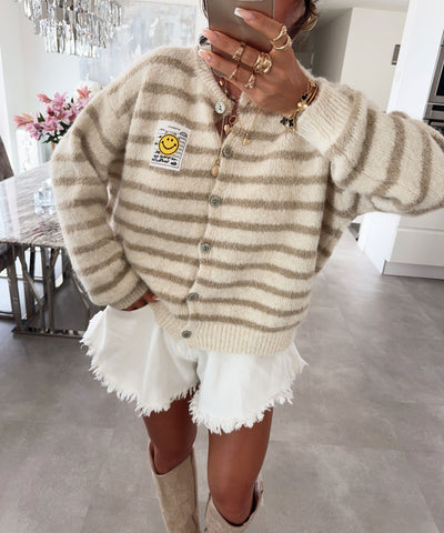 Cardigan Smiley Streifen Beige Ladypolitan ♡