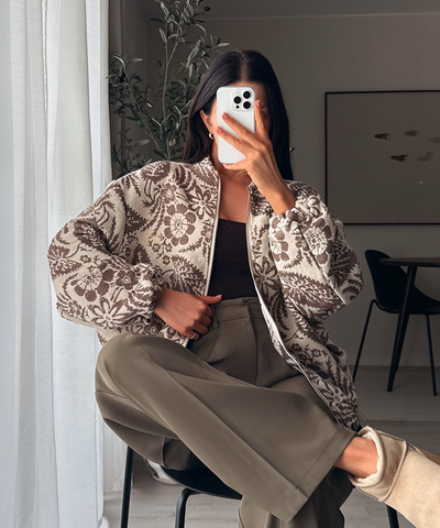 Jacke Flower Braun