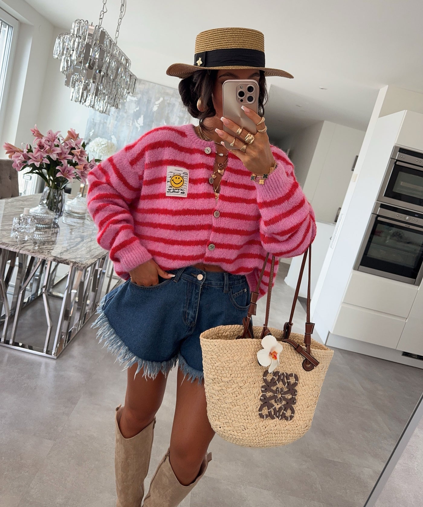 Cardigan Smiley Streifen Pink Rot Ladypolitan ♡