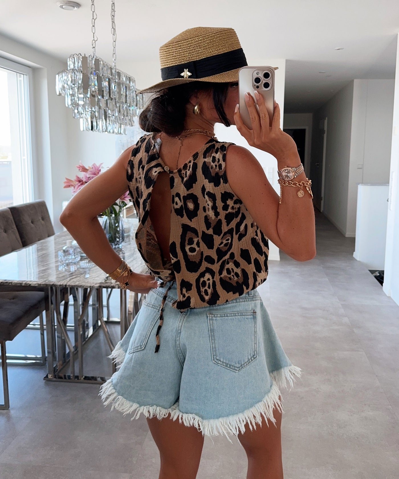 Musselin Top Sofie Leo Camel Ladypolitan ♡
