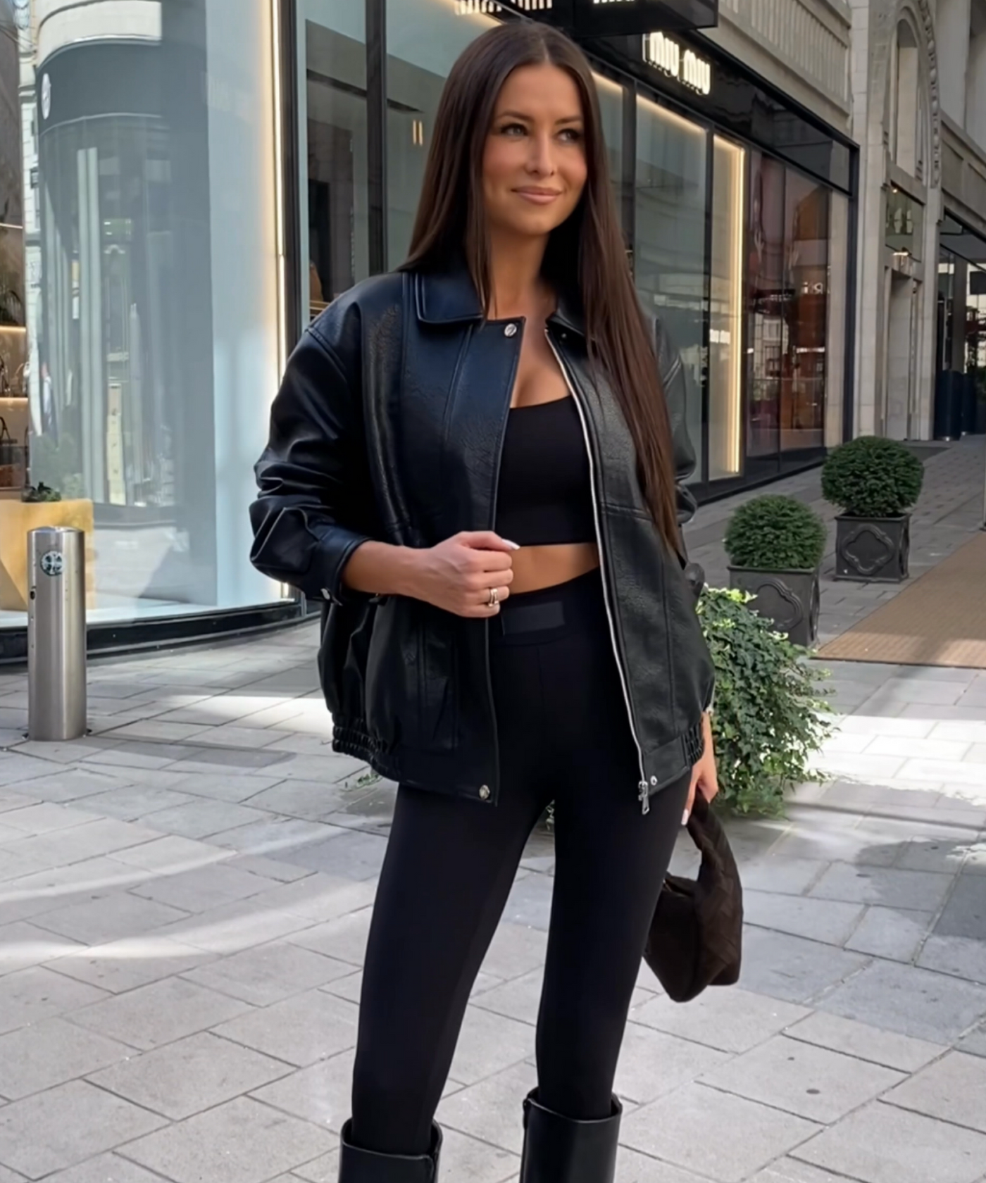 Oversize Lederjacke Hana Schwarz Ladypolitan ♡