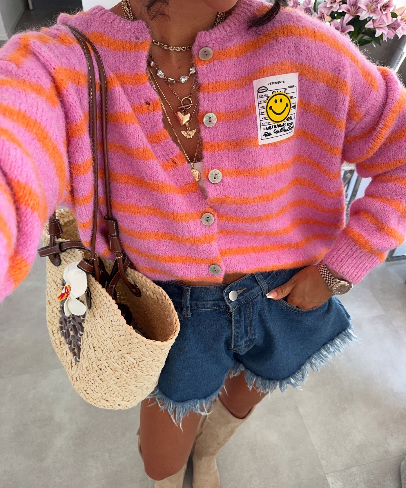 Cardigan Smiley Streifen Pink Orange Ladypolitan ♡