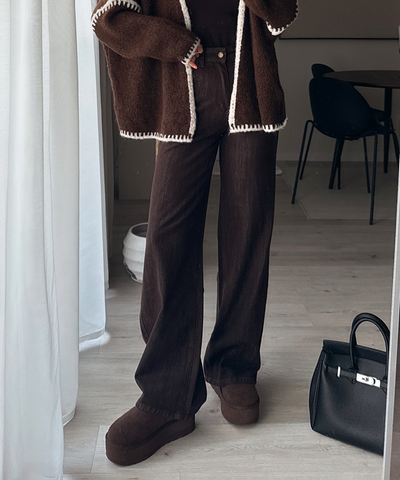 Stretch Wide Leg Jeans Fina Braun Ladypolitan ♡