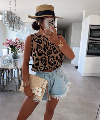 Musselin Top Sofie Leo Camel Ladypolitan ♡