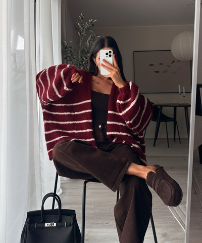 Cardigan Ray gestreift Weinrot