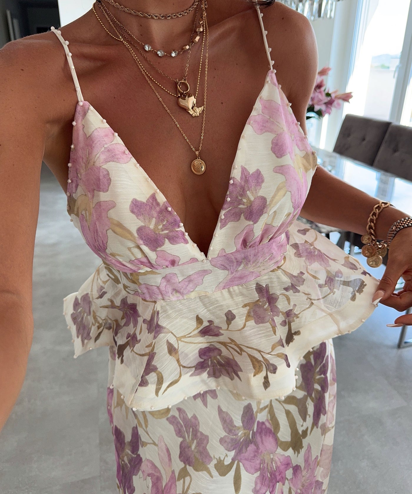 Baumwoll-Leinen-Kleid Flaui Lila Ladypolitan ♡