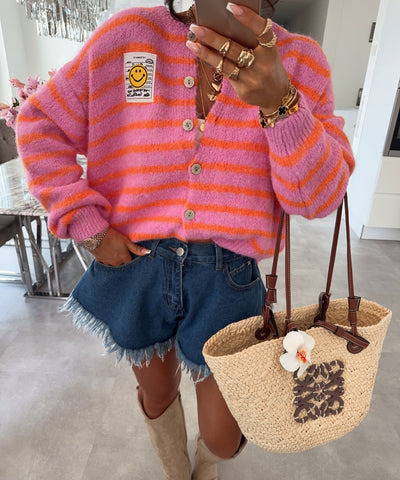Cardigan Smiley Streifen Pink Orange Ladypolitan ♡