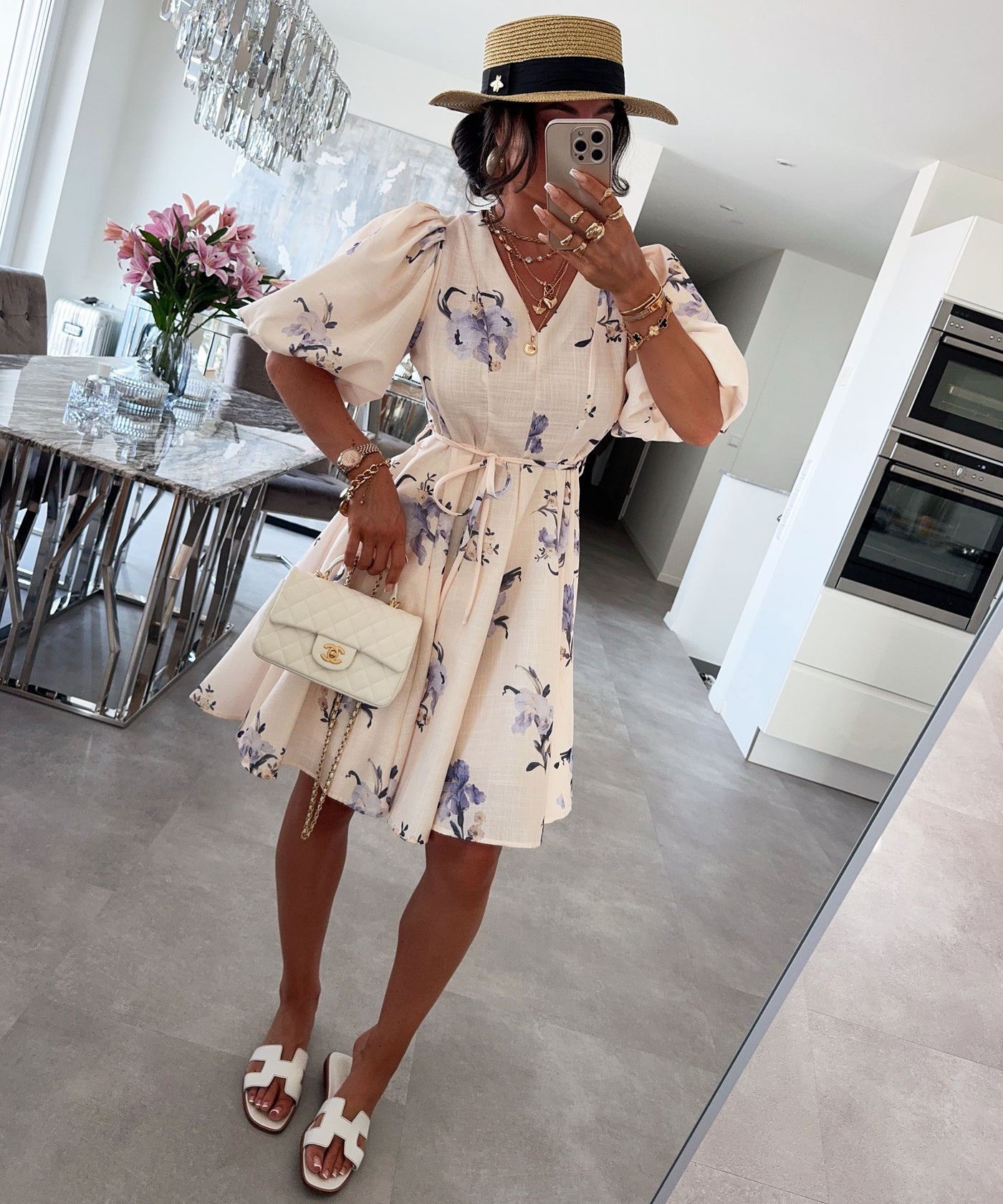 Baumwoll-Leinen-Kleid Bianca Beige Ladypolitan ♡