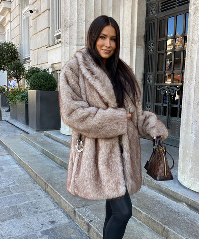 Kunstfell Jacke Linn Beige Ladypolitan ♡