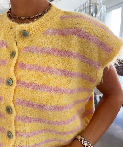 Kurzarm Cardigan Nalya Gelb Rosa Ladypolitan ♡