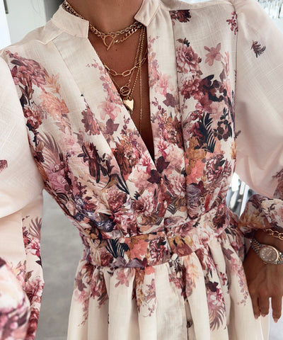 Kleid Nekia Blume Beige Ladypolitan ♡