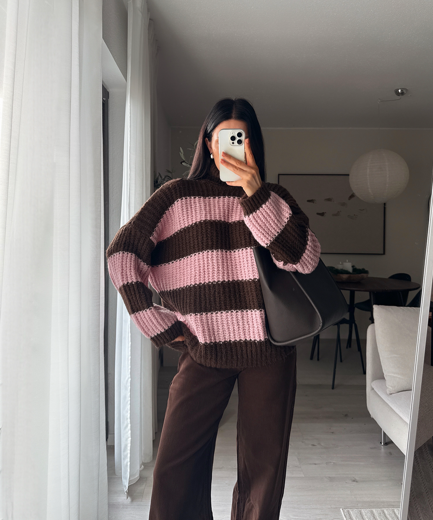 Rollkragen Pullover Tanny Streifen Braun Rosa Ladypolitan ♡