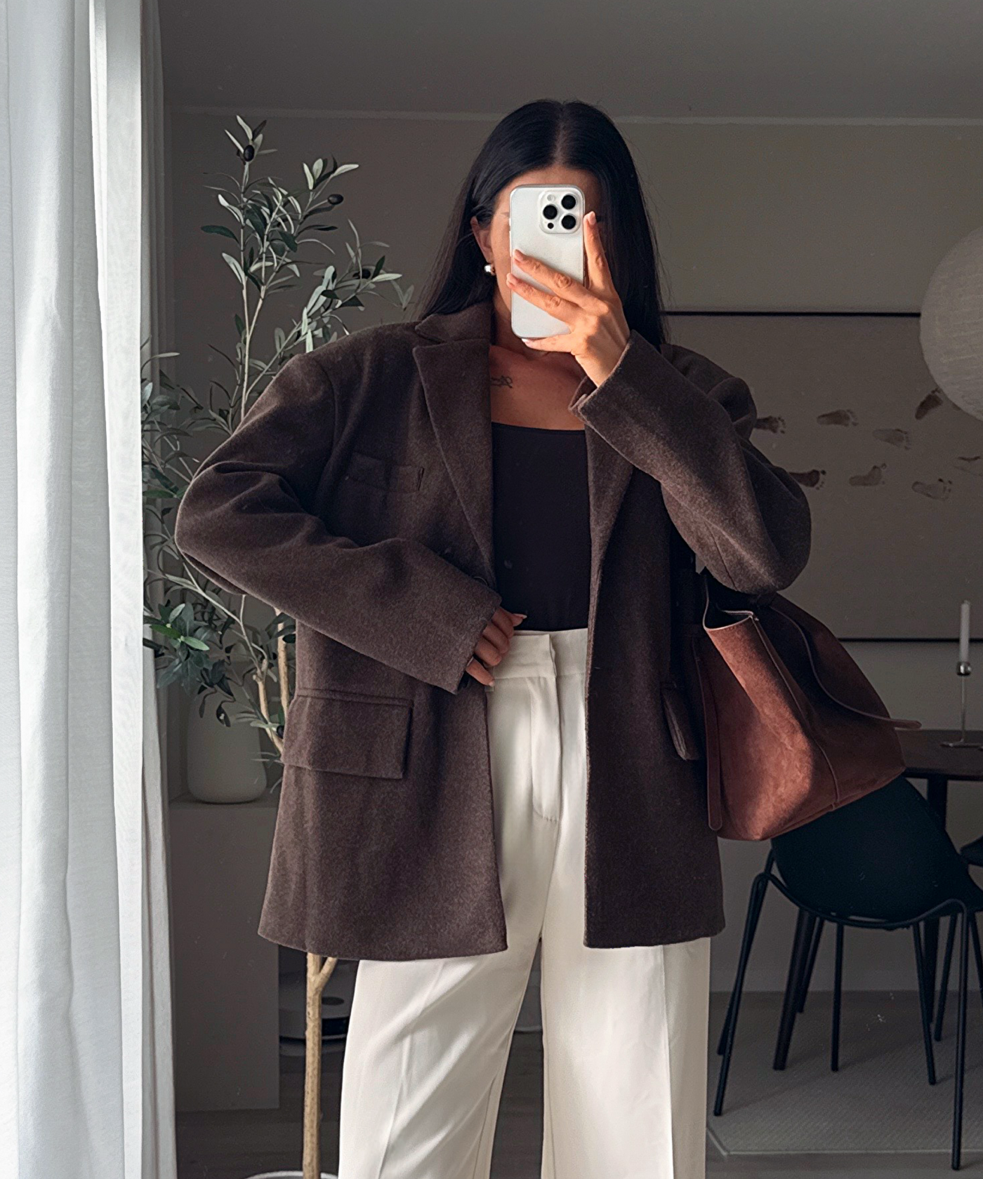 Wollfilz Look Blazer Sara Dunkelbraun