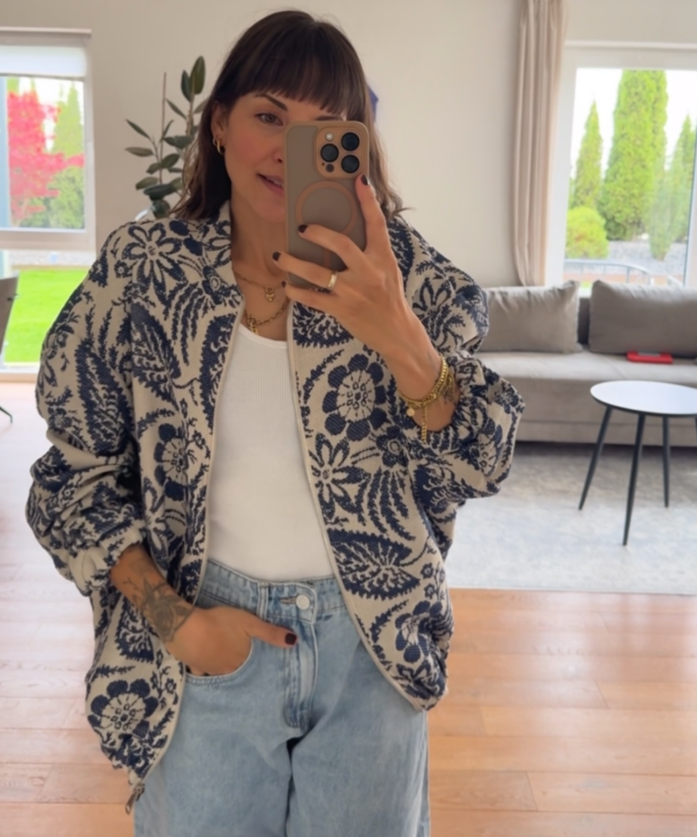Jacke Flower Dunkelblau Ladypolitan ♡