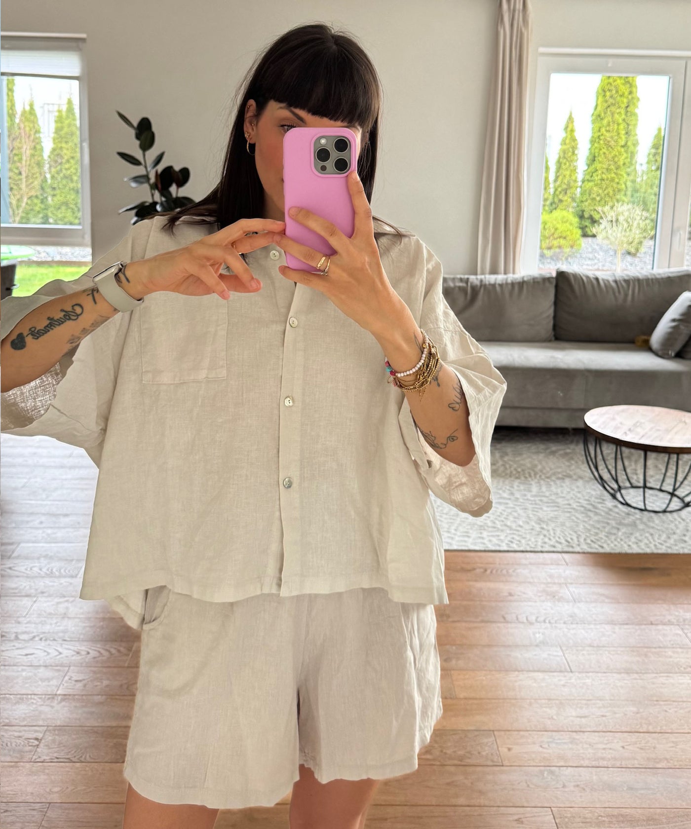 Leinenshorts Alessa Beige Ladypolitan ♡