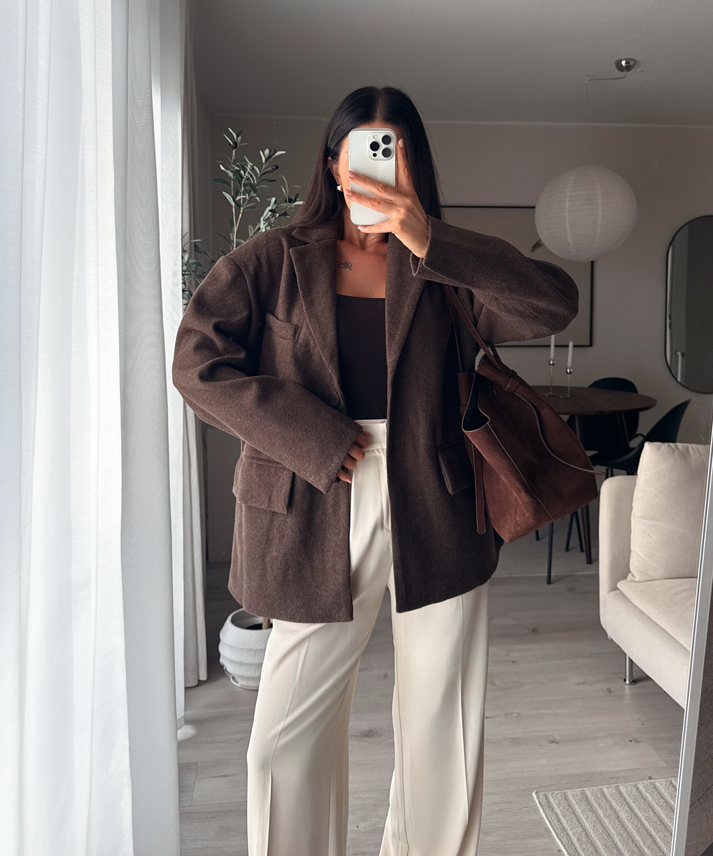 Wollfilz Look Blazer Sara Dunkelbraun