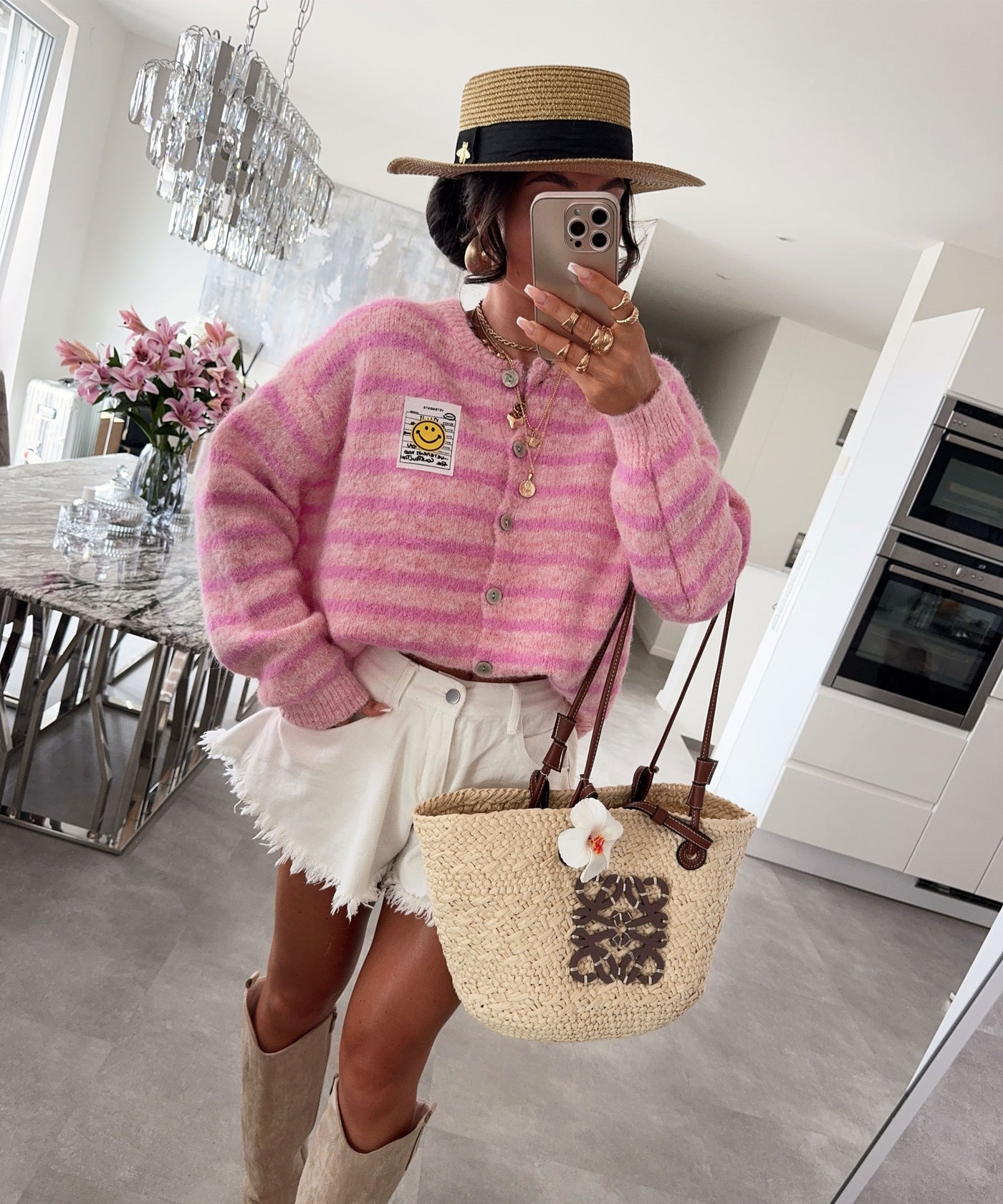 Cardigan Smiley Streifen Rosa Pink Ladypolitan ♡