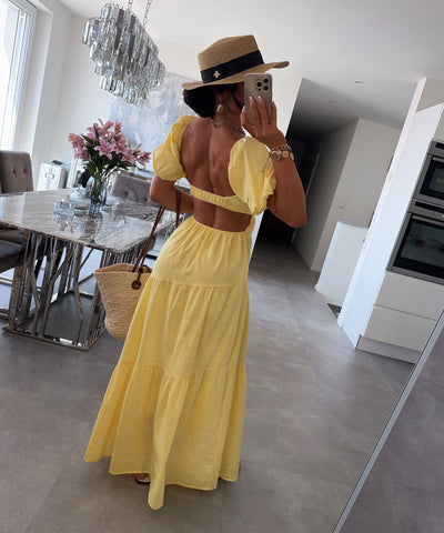 Baumwoll Kleid Noemi Gelb Ladypolitan ♡