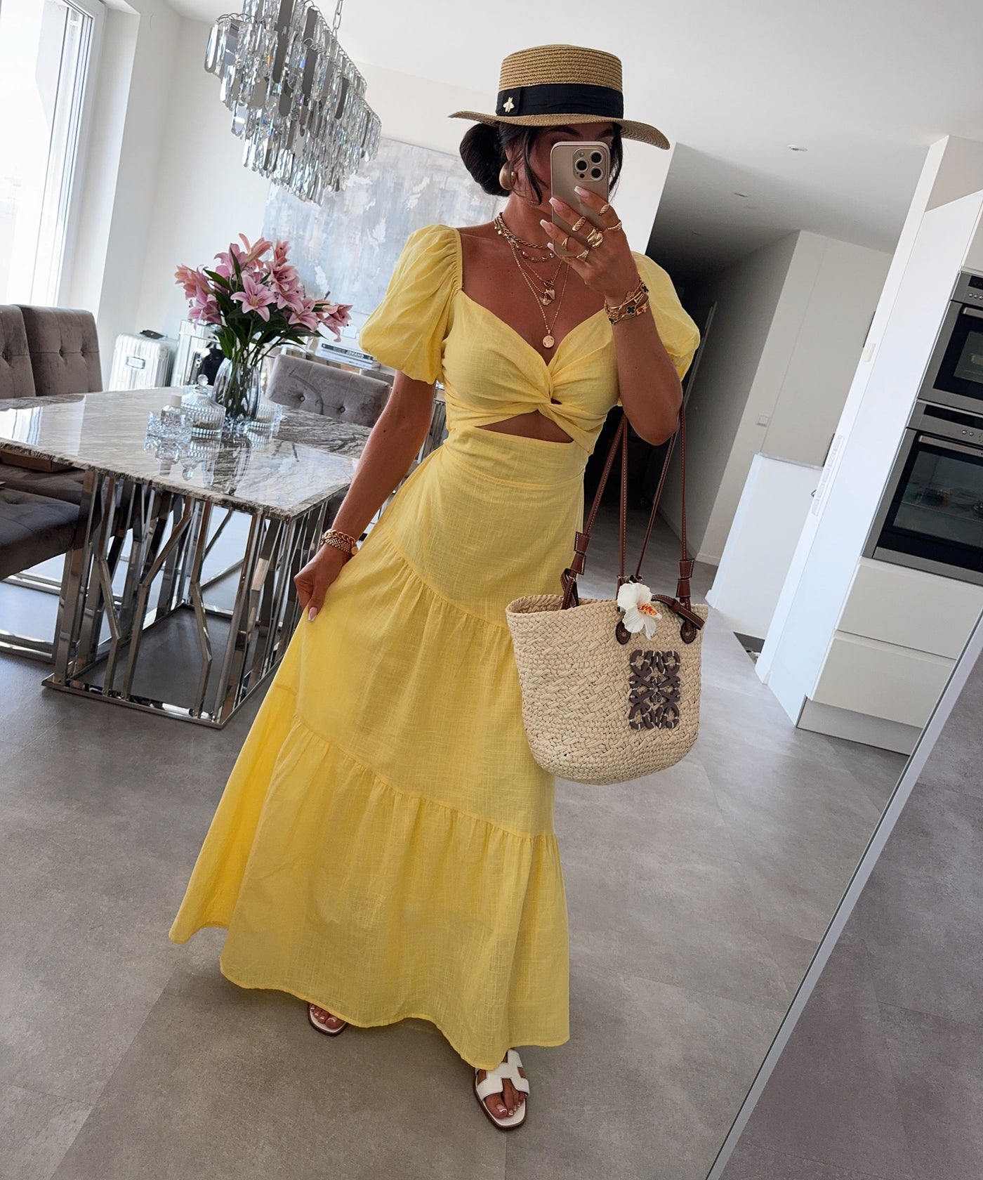 Baumwoll Kleid Noemi Gelb Ladypolitan ♡