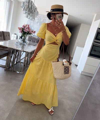 Baumwoll Kleid Noemi Gelb Ladypolitan ♡