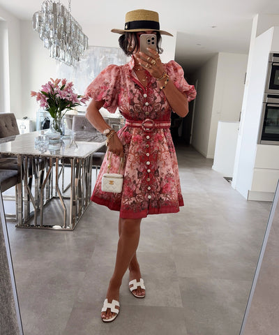 Baumwoll-Leinen-Kleid Sasa Rot Ladypolitan ♡