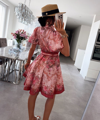 Baumwoll-Leinen-Kleid Sasa Rot Ladypolitan ♡
