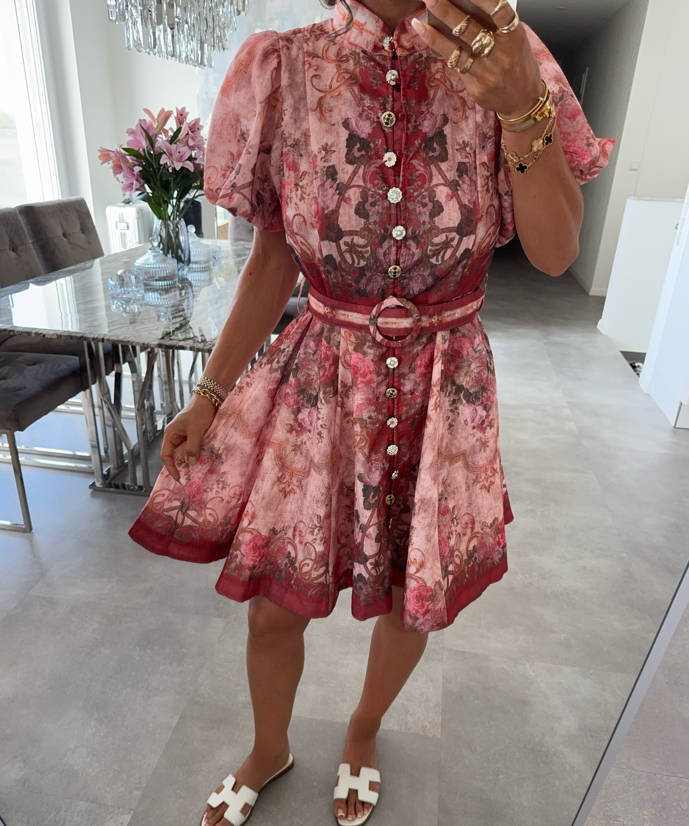 Baumwoll-Leinen-Kleid Sasa Rot Ladypolitan ♡