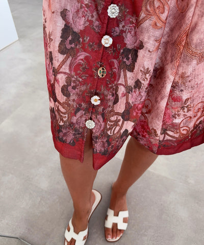 Baumwoll-Leinen-Kleid Sasa Rot Ladypolitan ♡