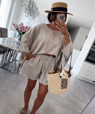 Baumwoll Shorts Hila Beige Ladypolitan ♡
