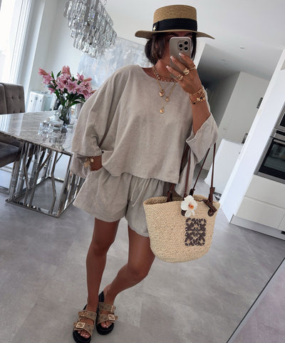 Baumwoll Shorts Hila Beige Ladypolitan ♡