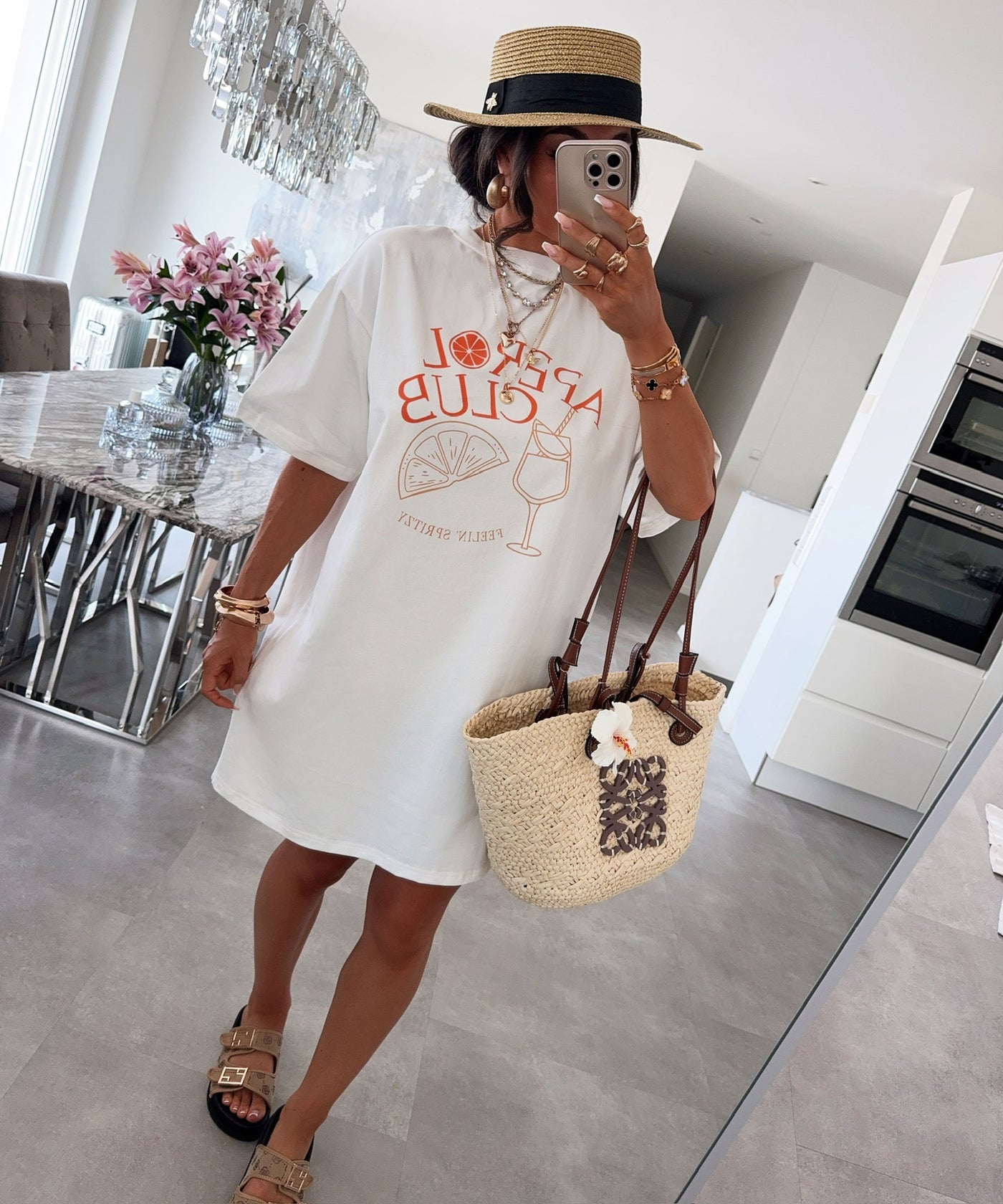 Baumwoll T-Shirtkleid Appero Weiß Ladypolitan ♡