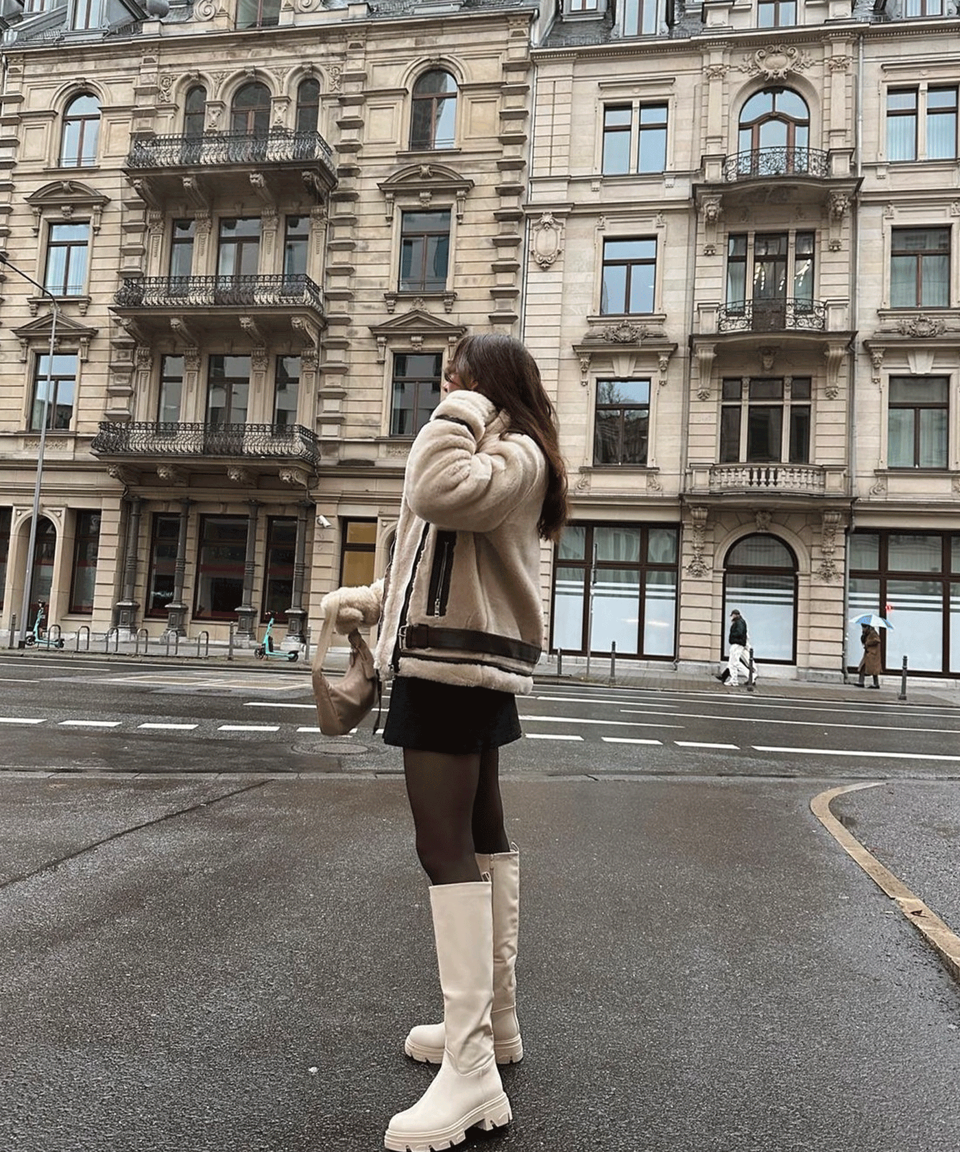 Bikerjacke Lenia mit Kunstfell Beige  Ladypolitan ♡   