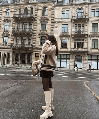 Bikerjacke Lenia mit Kunstfell Beige  Ladypolitan ♡   