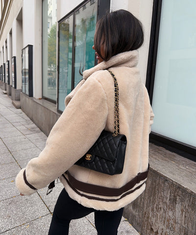Bikerjacke Lenia mit Kunstfell Beige  Ladypolitan ♡   