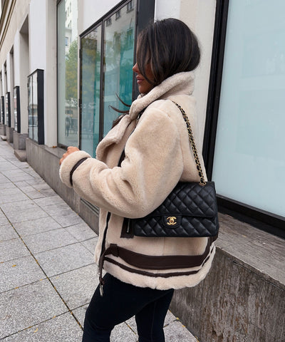 Bikerjacke Lenia mit Kunstfell Beige  Ladypolitan ♡   