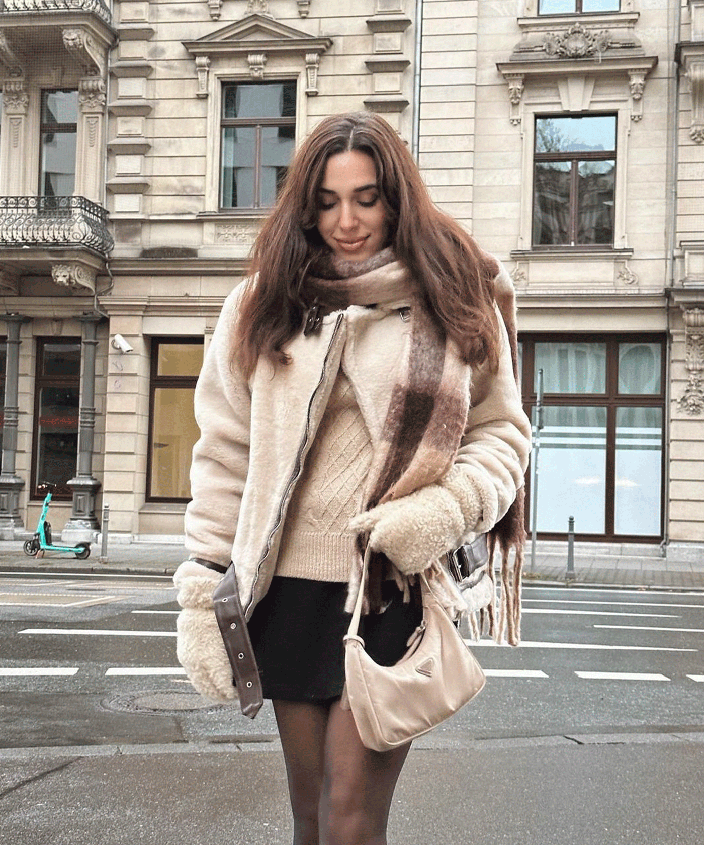 Bikerjacke Lenia mit Kunstfell Beige  Ladypolitan ♡   