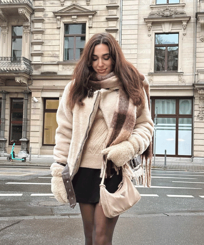 Bikerjacke Lenia mit Kunstfell Beige  Ladypolitan ♡   
