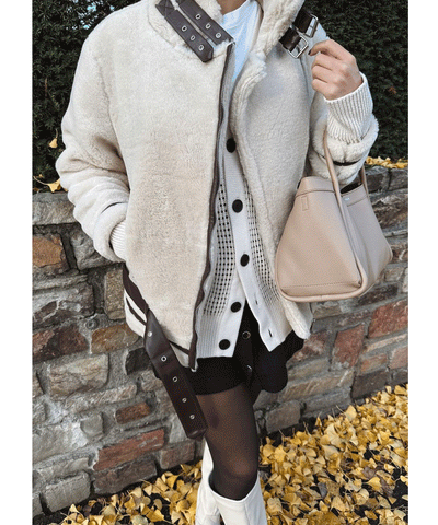 Bikerjacke Lenia mit Kunstfell Beige  Ladypolitan ♡   