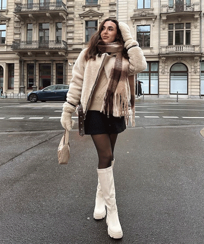Bikerjacke Lenia mit Kunstfell Beige  Ladypolitan ♡   