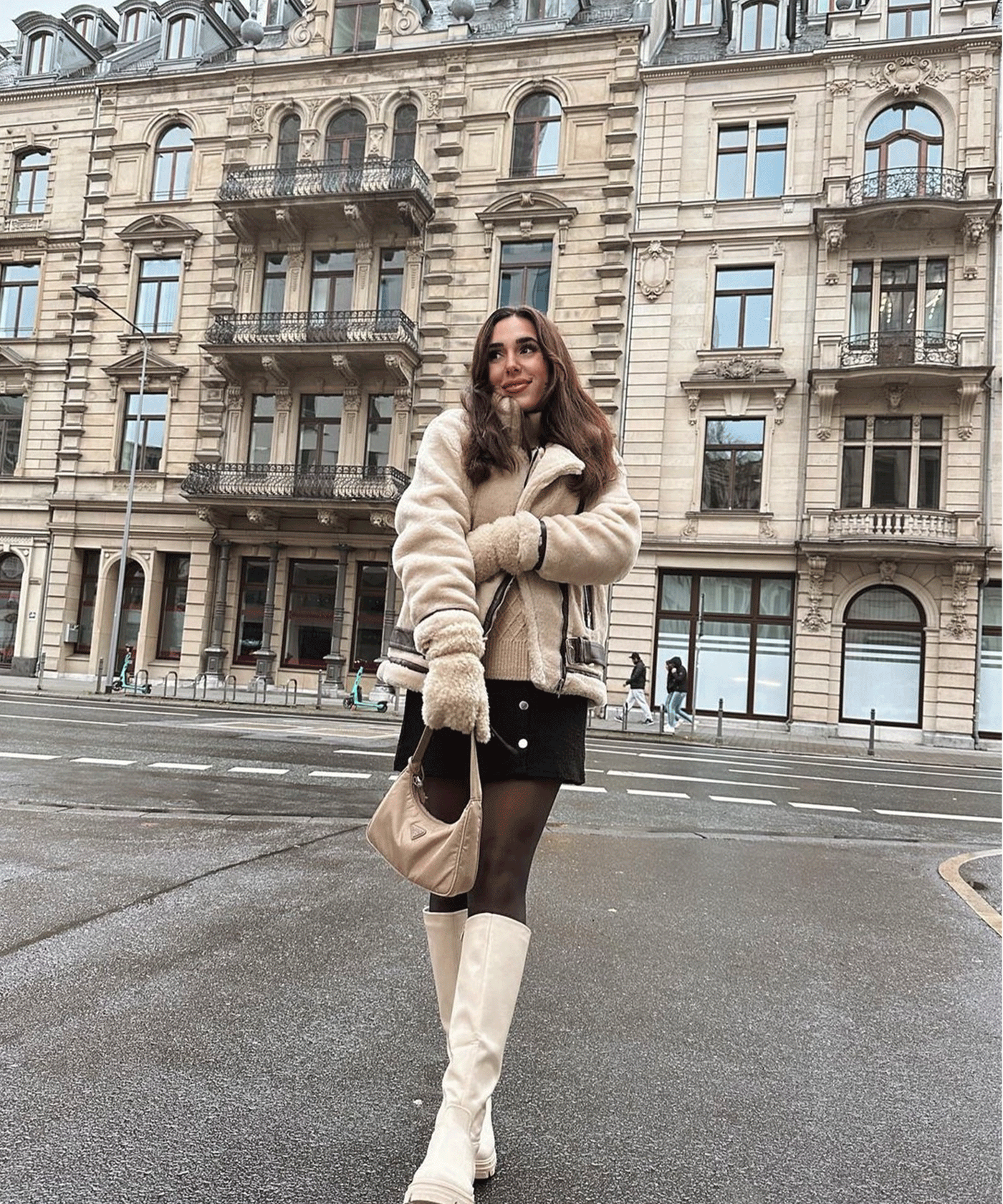 Bikerjacke Lenia mit Kunstfell Beige  Ladypolitan ♡   