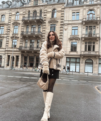Bikerjacke Lenia mit Kunstfell Beige  Ladypolitan ♡   